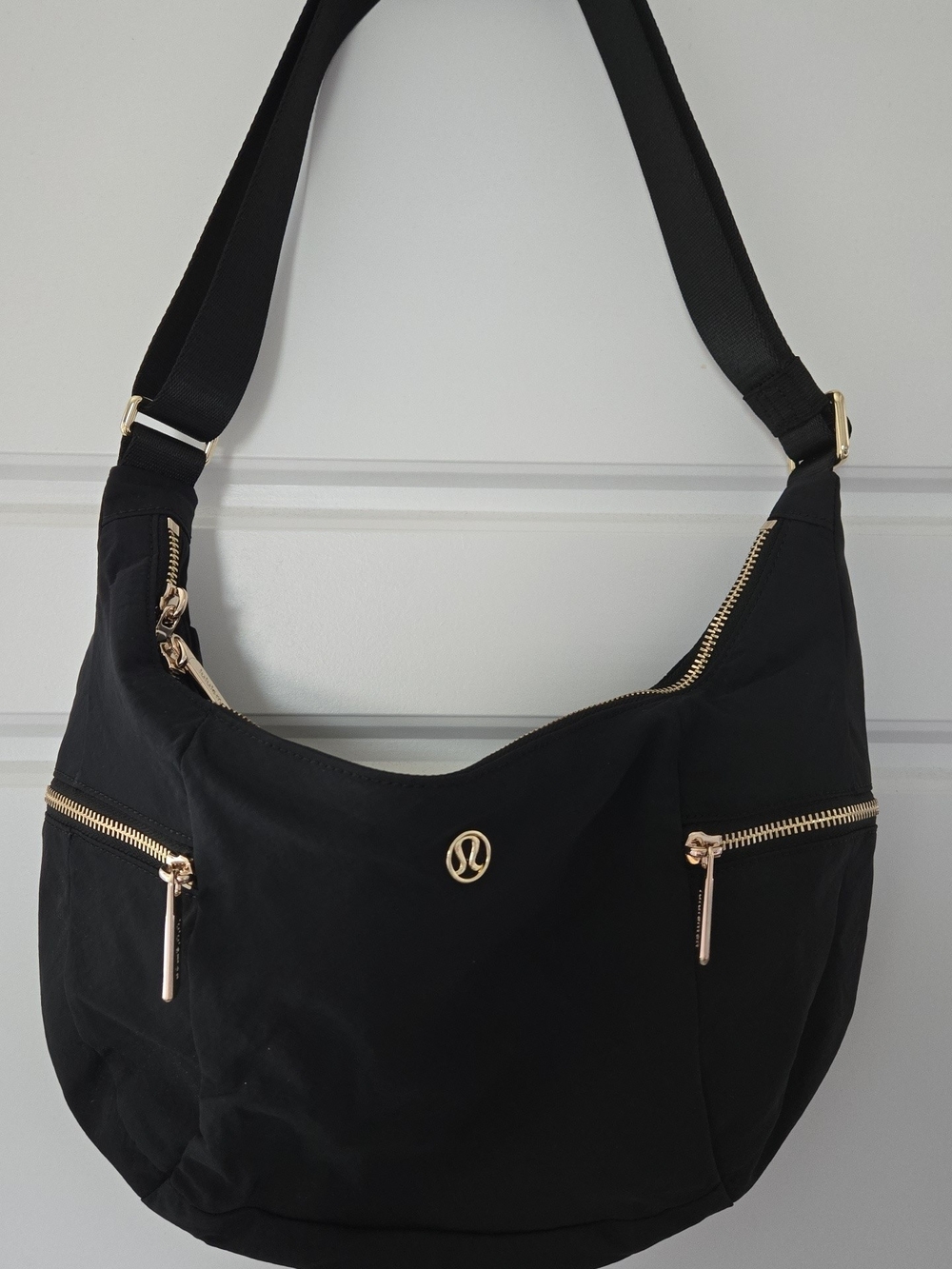 lululemon athletica Black Shoulder Hobo Bag with Gold Hardware